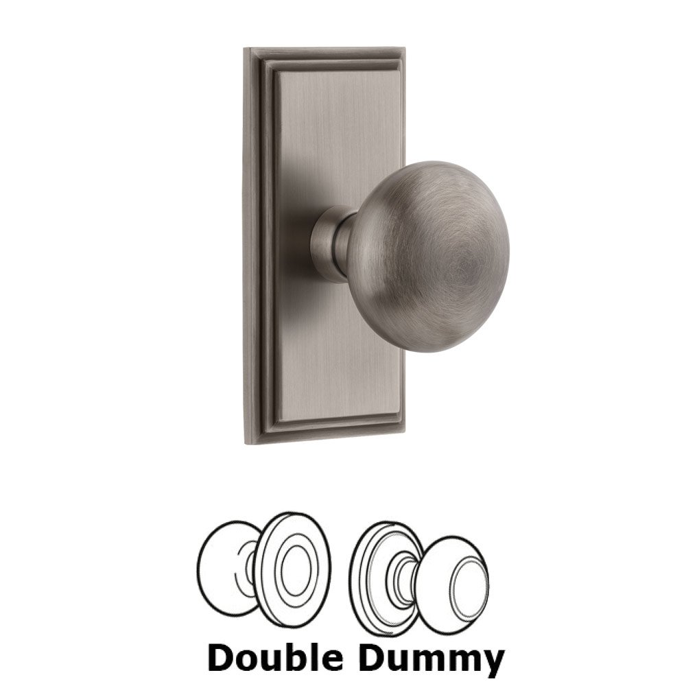 Grandeur Grandeur Carre Plate Double Dummy with Fifth Avenue Knob in Antique Pewter