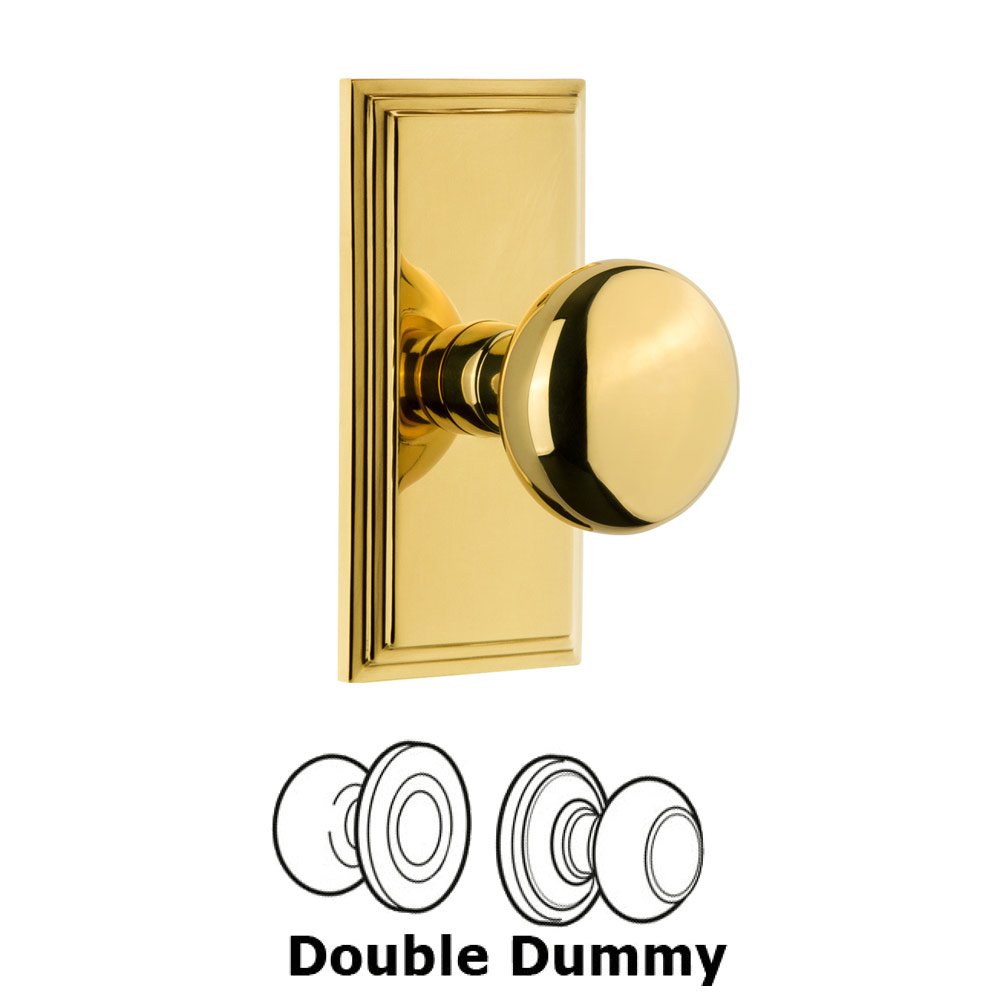 Grandeur Grandeur Carre Plate Double Dummy with Fifth Avenue Knob in Polished Brass