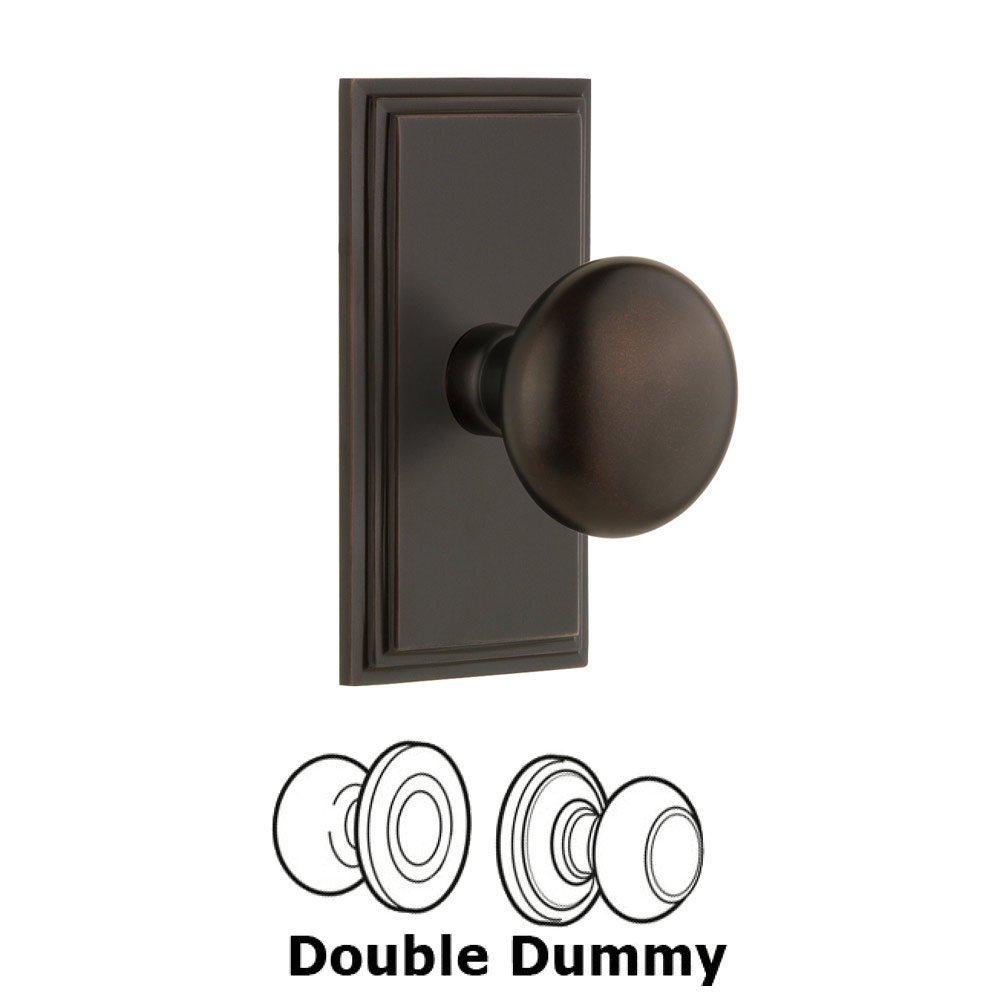 Grandeur Grandeur Carre Plate Double Dummy with Fifth Avenue Knob in Timeless Bronze