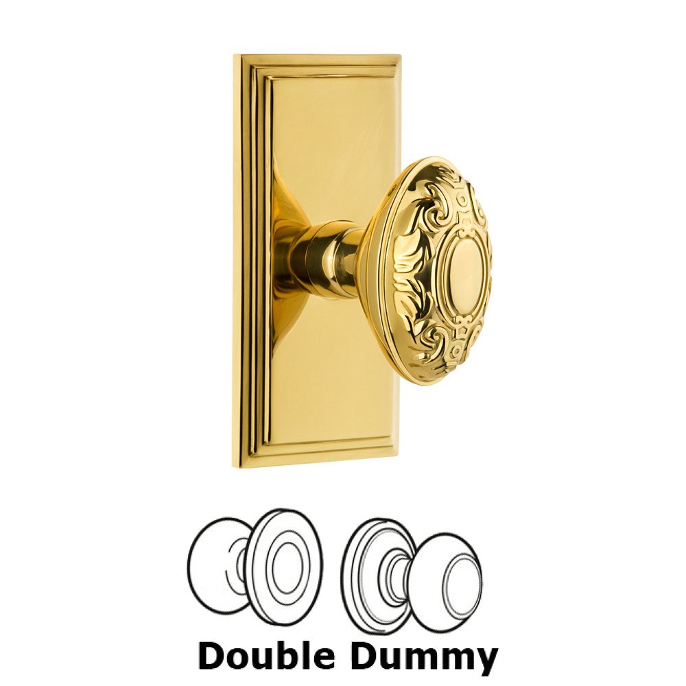 Grandeur Grandeur Carre Plate Double Dummy with Grande Victorian Knob in Polished Brass