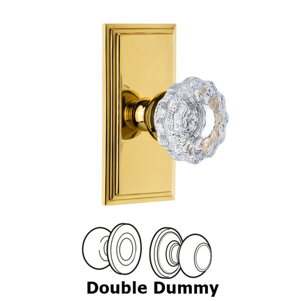Grandeur Grandeur Carre Plate Double Dummy with Versailles Crystal Knob in Polished Brass