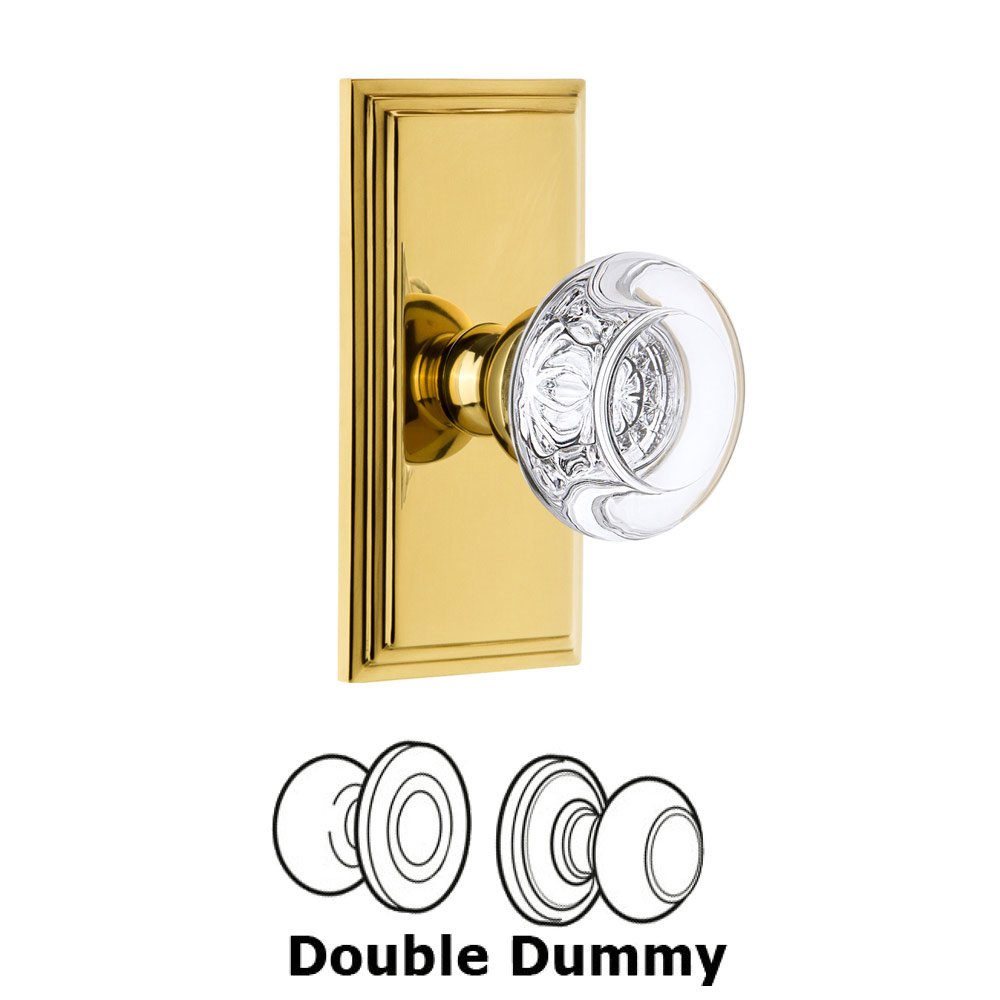 Grandeur Grandeur Carre Plate Double Dummy with Bordeaux Crystal Knob in Polished Brass