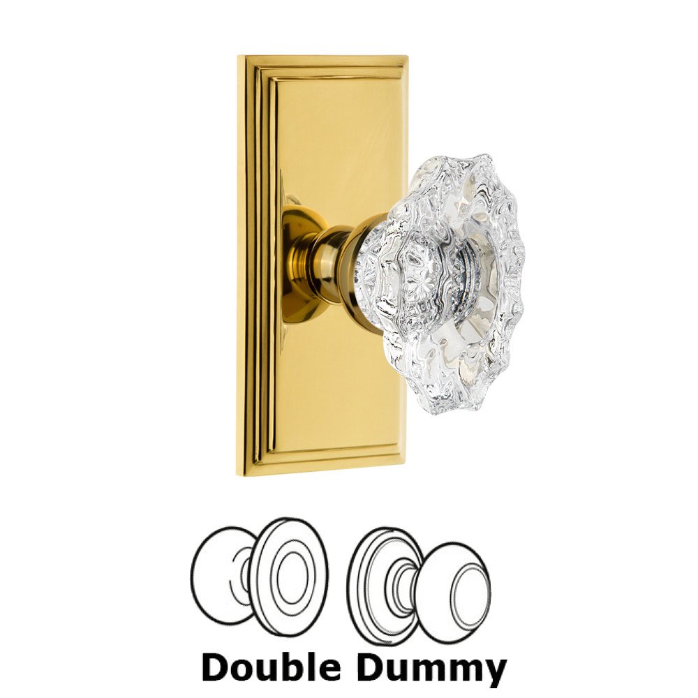 Grandeur Grandeur Carre Plate Double Dummy with Biarritz Crystal Knob in Polished Brass