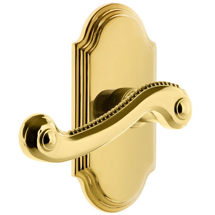 Grandeur Passage Arc Plate with Left Handed Bellagio Lever in Polished Brass