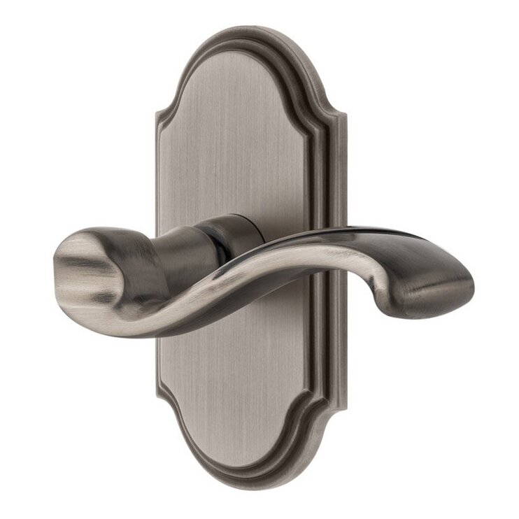 Grandeur Passage Arc Plate with Right Handed Portofino Lever in Antique Pewter