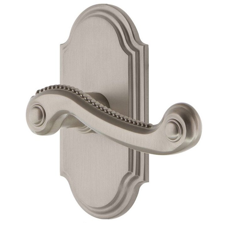 Grandeur Passage Arc Plate with Right Handed Bellagio Lever in Satin Nickel
