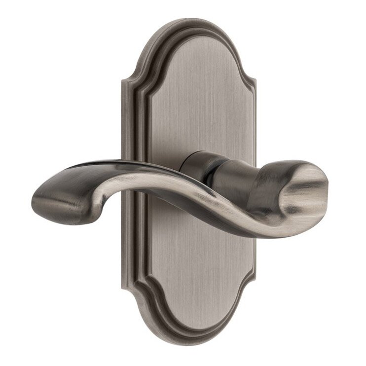 Grandeur Single Dummy Arc Plate with Left Handed Portofino Lever in Antique Pewter
