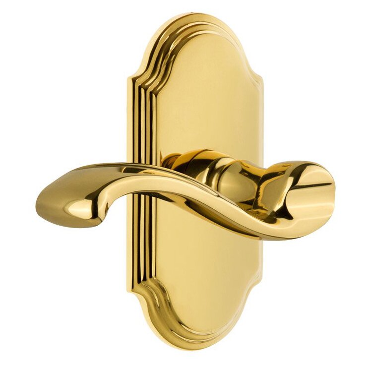 Grandeur Single Dummy Arc Plate with Left Handed Portofino Lever in Polished Brass