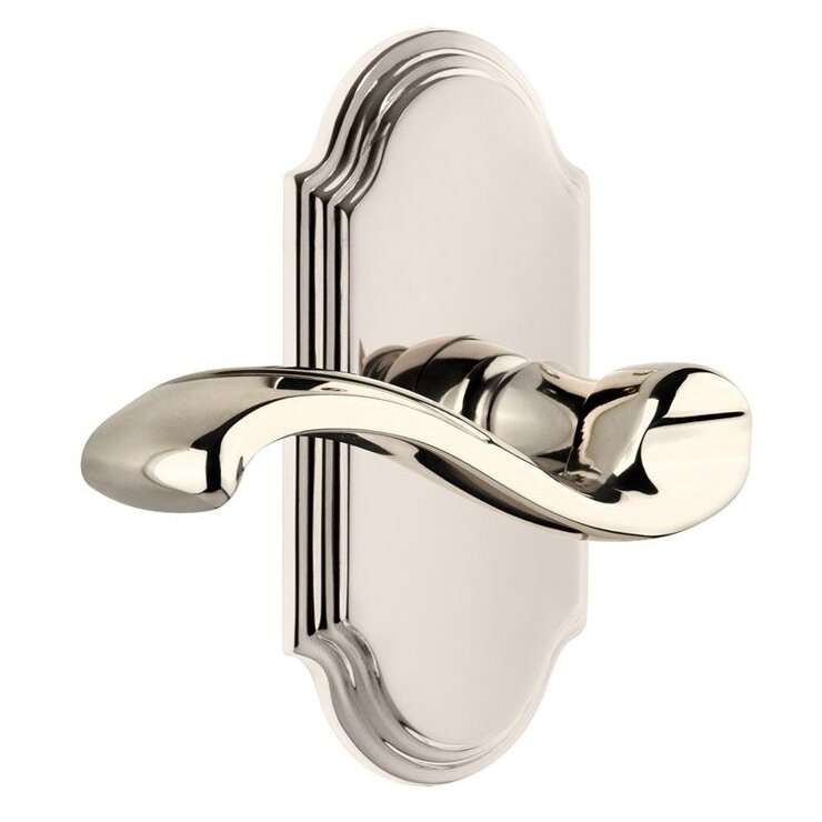 Grandeur Single Dummy Arc Plate with Left Handed Portofino Lever in Polished Nickel