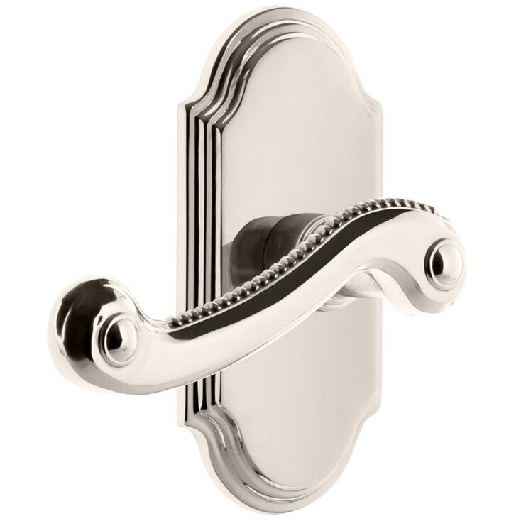 Grandeur Single Dummy Arc Plate with Left Handed Bellagio Lever in Polished Nickel