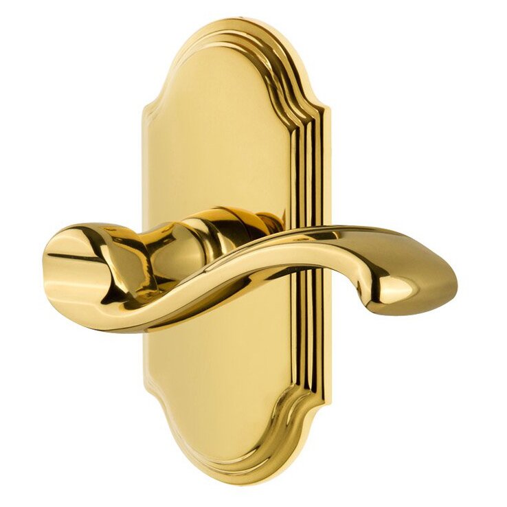 Grandeur Single Dummy Arc Plate with Right Handed Portofino Lever in Polished Brass