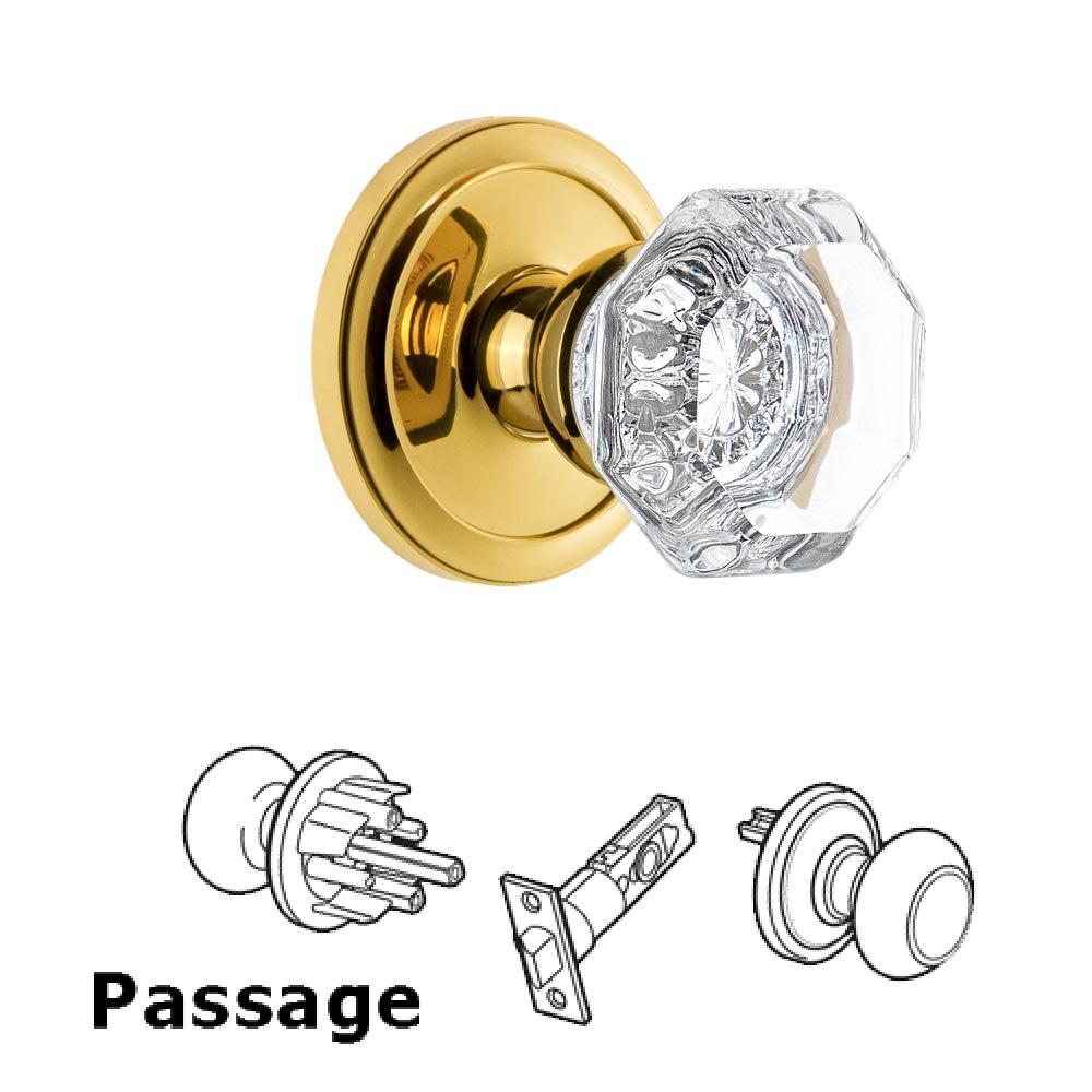 Grandeur Grandeur Circulaire Rosette Passage with Chambord Crystal Knob in Polished Brass