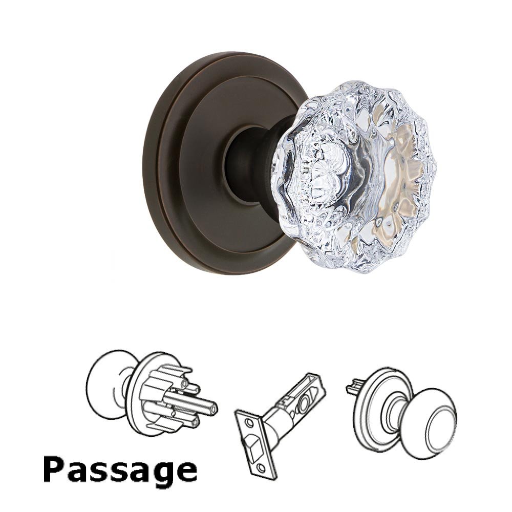 Grandeur Grandeur Circulaire Rosette Passage with Fontainebleau Crystal Knob in Timeless Bronze