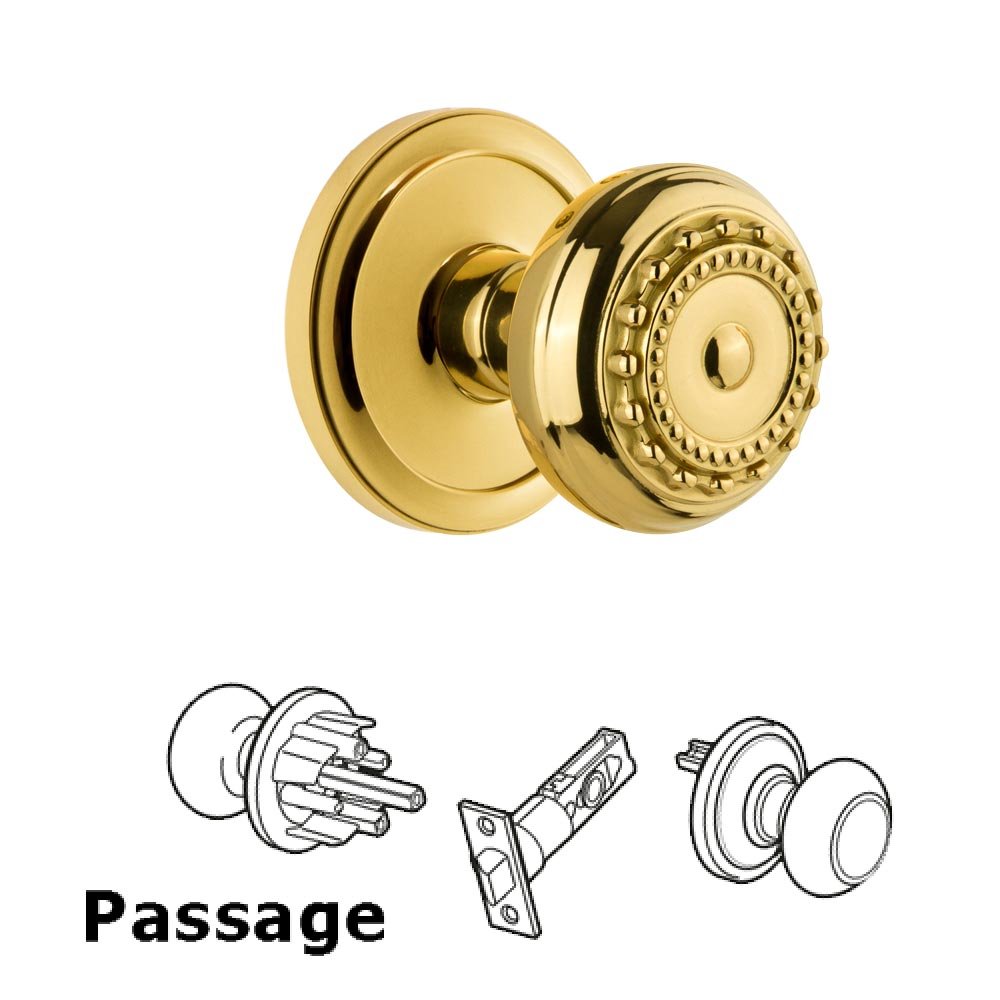 Grandeur Grandeur Circulaire Rosette Passage with Parthenon Knob in Polished Brass
