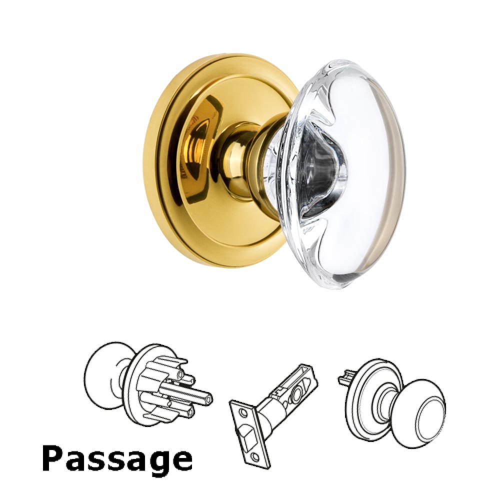Grandeur Grandeur Circulaire Rosette Passage with Provence Crystal Knob in Polished Brass