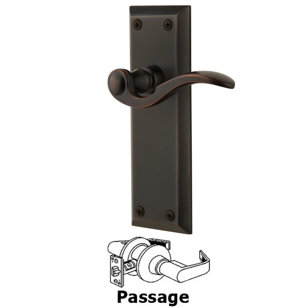 Grandeur Passage Fifth Avenue Plate with Bellagio Left Handed Lever in Timeless Bronze