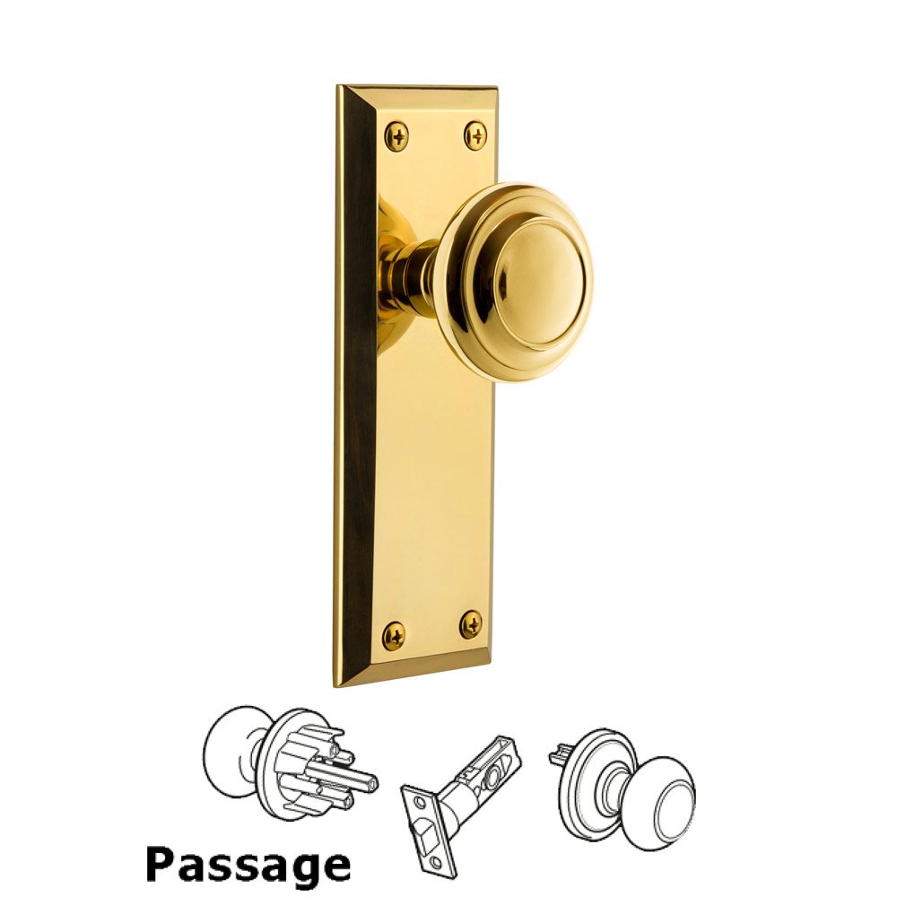 Grandeur Grandeur Fifth Avenue Plate Passage with Circulaire Knob in Polished Brass