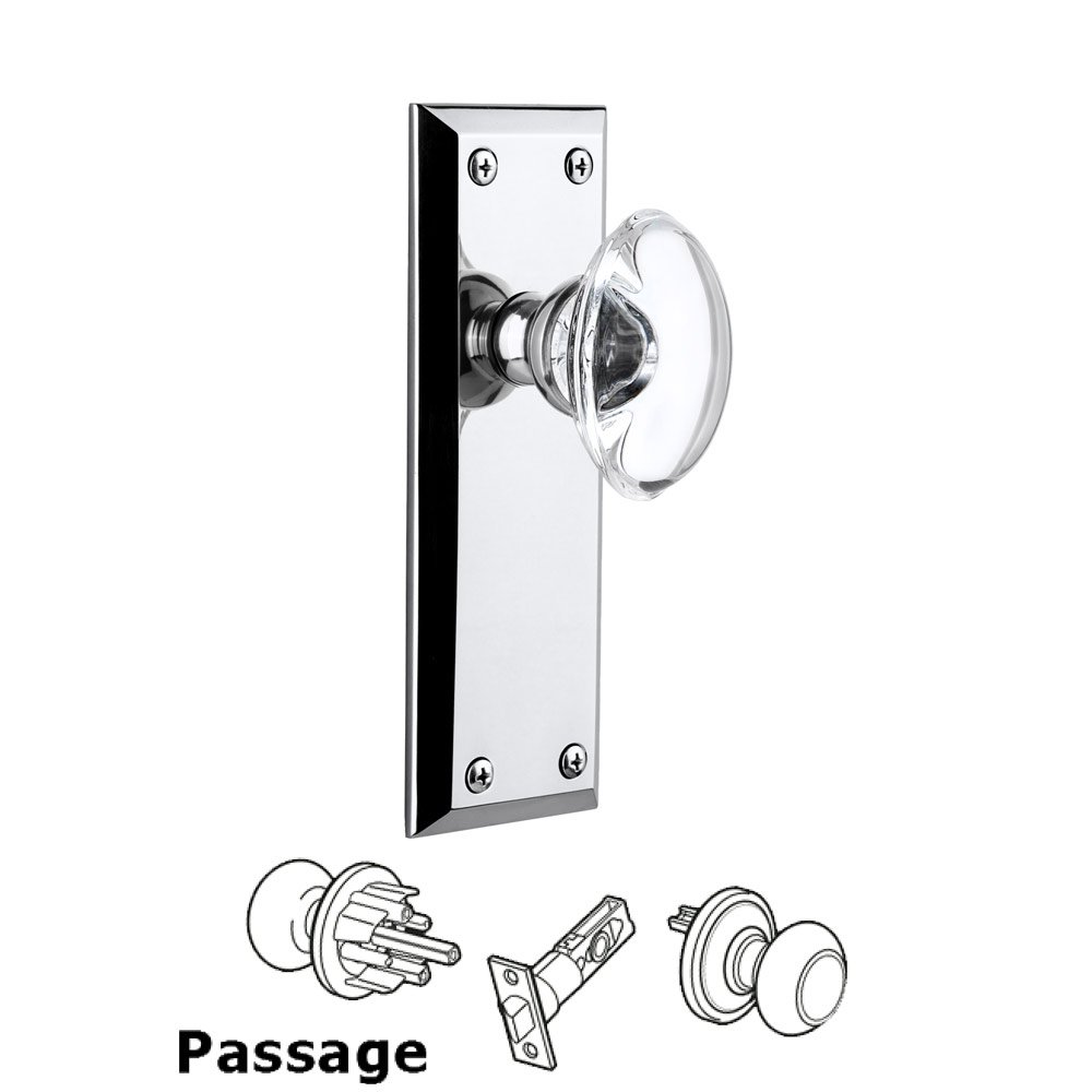 Grandeur Grandeur Fifth Avenue Plate Passage with Provence Crystal Knob in Bright Chrome