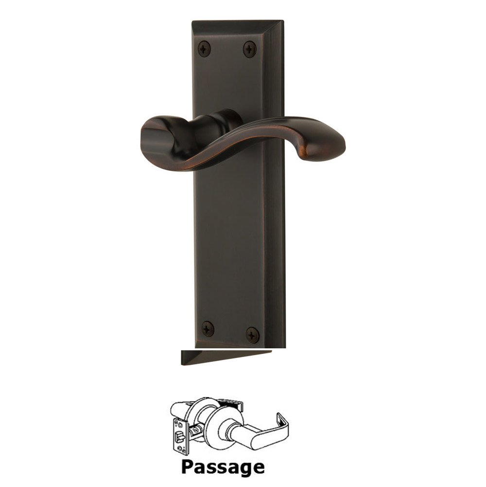 Grandeur Passage Fifth Avenue Plate with Portofino Left Handed Lever in Timeless Bronze