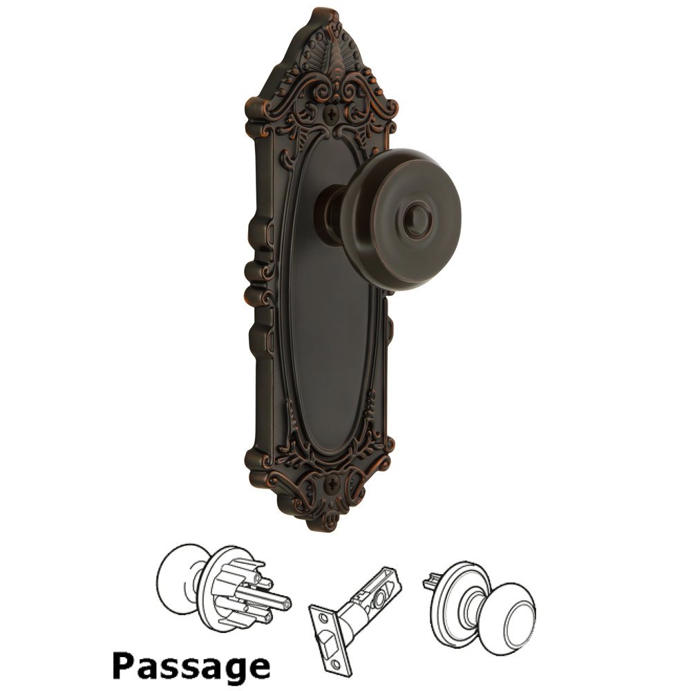 Grandeur Grandeur Grande Victorian Plate Passage with Bouton Knob in Timeless Bronze