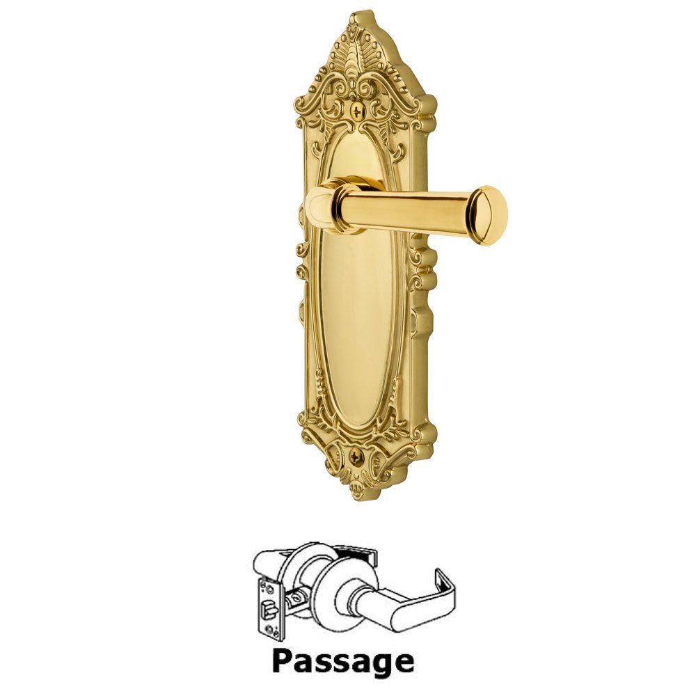 Grandeur Grandeur Grande Victorian Plate Passage with Georgetown Lever in Polished Brass