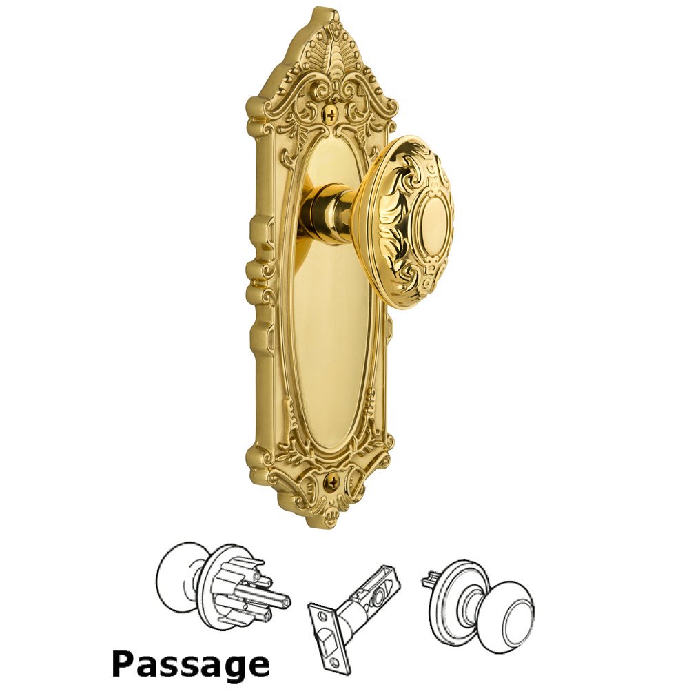 Grandeur Grandeur Grande Victorian Plate Passage with Grande Victorian Knob in Lifetime Brass