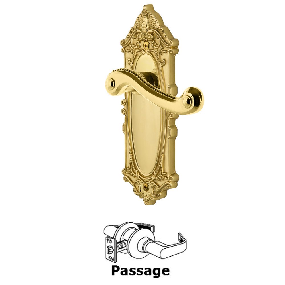 Grandeur Grandeur Grande Victorian Plate Passage with Newport Lever in Polished Brass