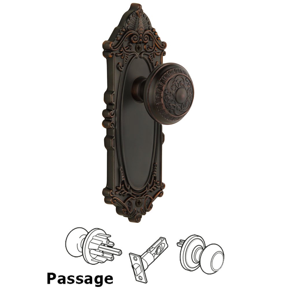 Grandeur Grandeur Grande Victorian Plate Passage with Windsor Knob in Timeless Bronze