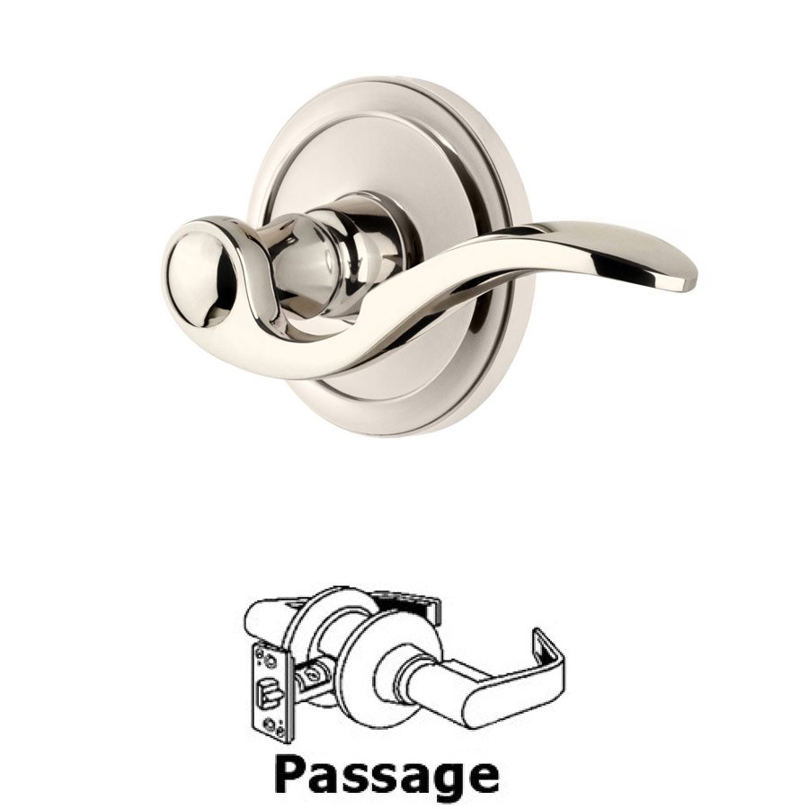 Grandeur Passage Circulaire Rosette with Bellagio Left Handed Lever in Polished Nickel
