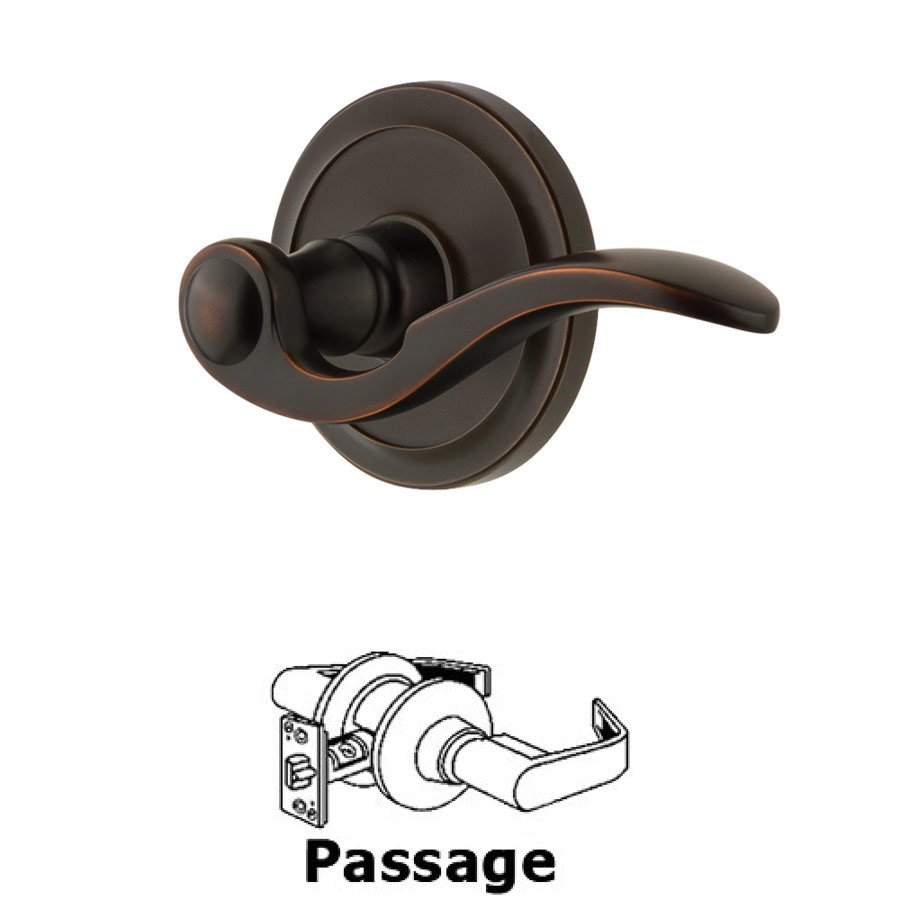 Grandeur Passage Circulaire Rosette with Bellagio Left Handed Lever in Timeless Bronze