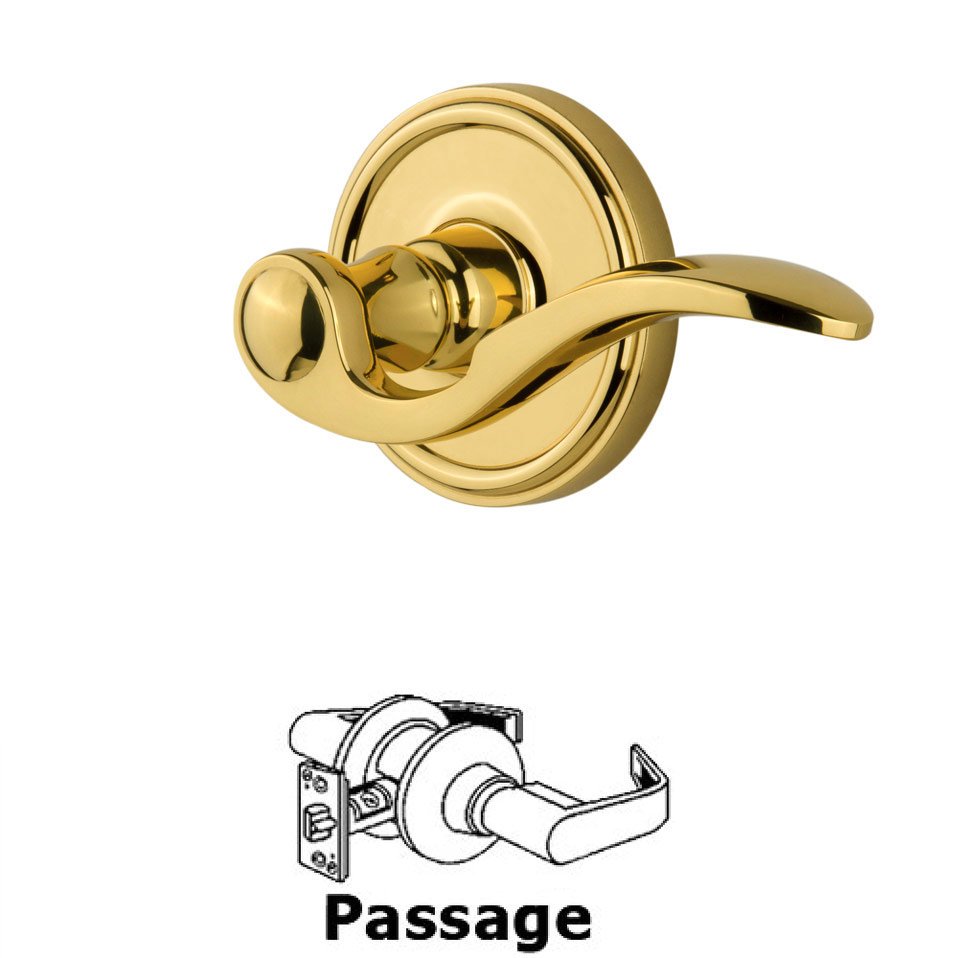 Grandeur Passage Georgetown Rosette with Bellagio Left Handed Lever in Polished Brass