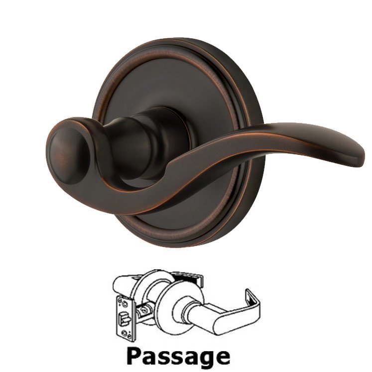 Grandeur Passage Georgetown Rosette with Bellagio Left Handed Lever in Timeless Bronze