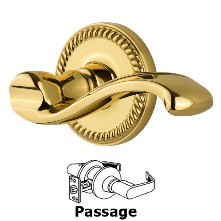 Grandeur Grandeur Newport Plate Passage with Portofino Lever in Polished Brass
