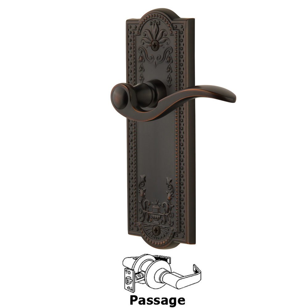 Grandeur Passage Parthenon Plate with Bellagio Right Handed Lever in Timeless Bronze
