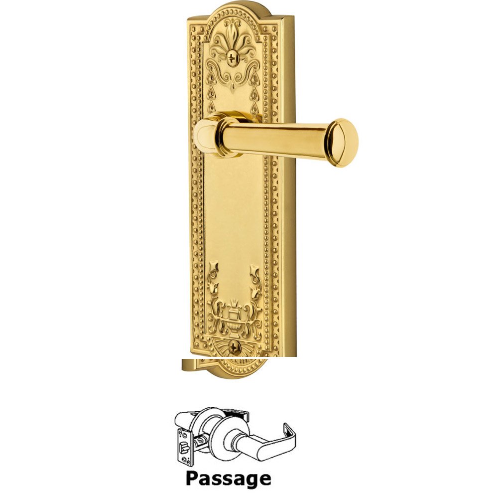 Grandeur Passage Parthenon Plate with Georgetown Right Handed Lever in Lifetime Brass