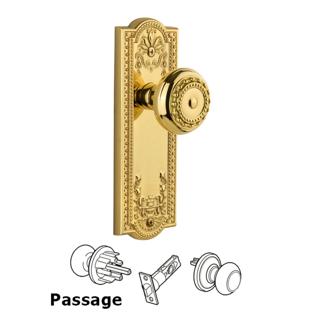 Grandeur Grandeur Parthenon Plate Passage with Parthenon knob in Lifetime Brass