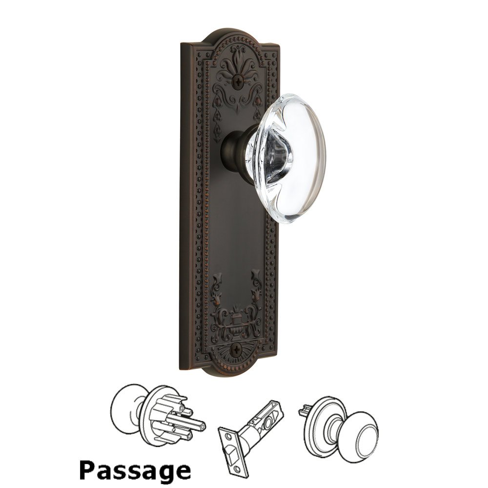 Grandeur Grandeur Parthenon Plate Passage with Provence knob in Timeless Bronze