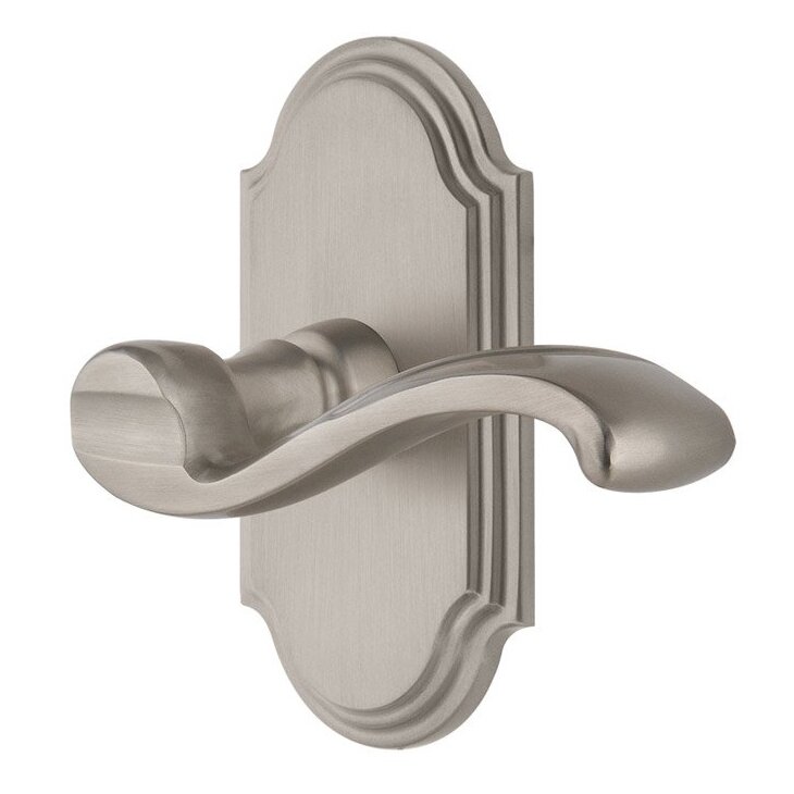 Grandeur Passage Arc Plate with Right Handed Portofino Lever in Satin Nickel