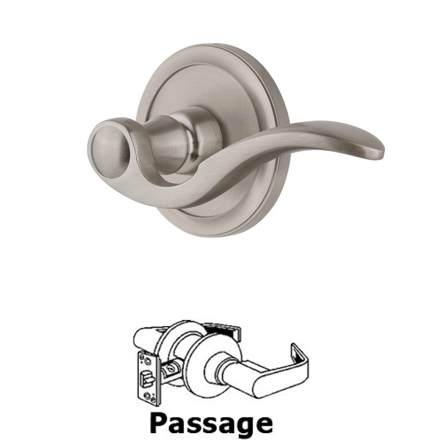Grandeur Passage Circulaire Rosette with Bellagio Right Handed Lever in Satin Nickel