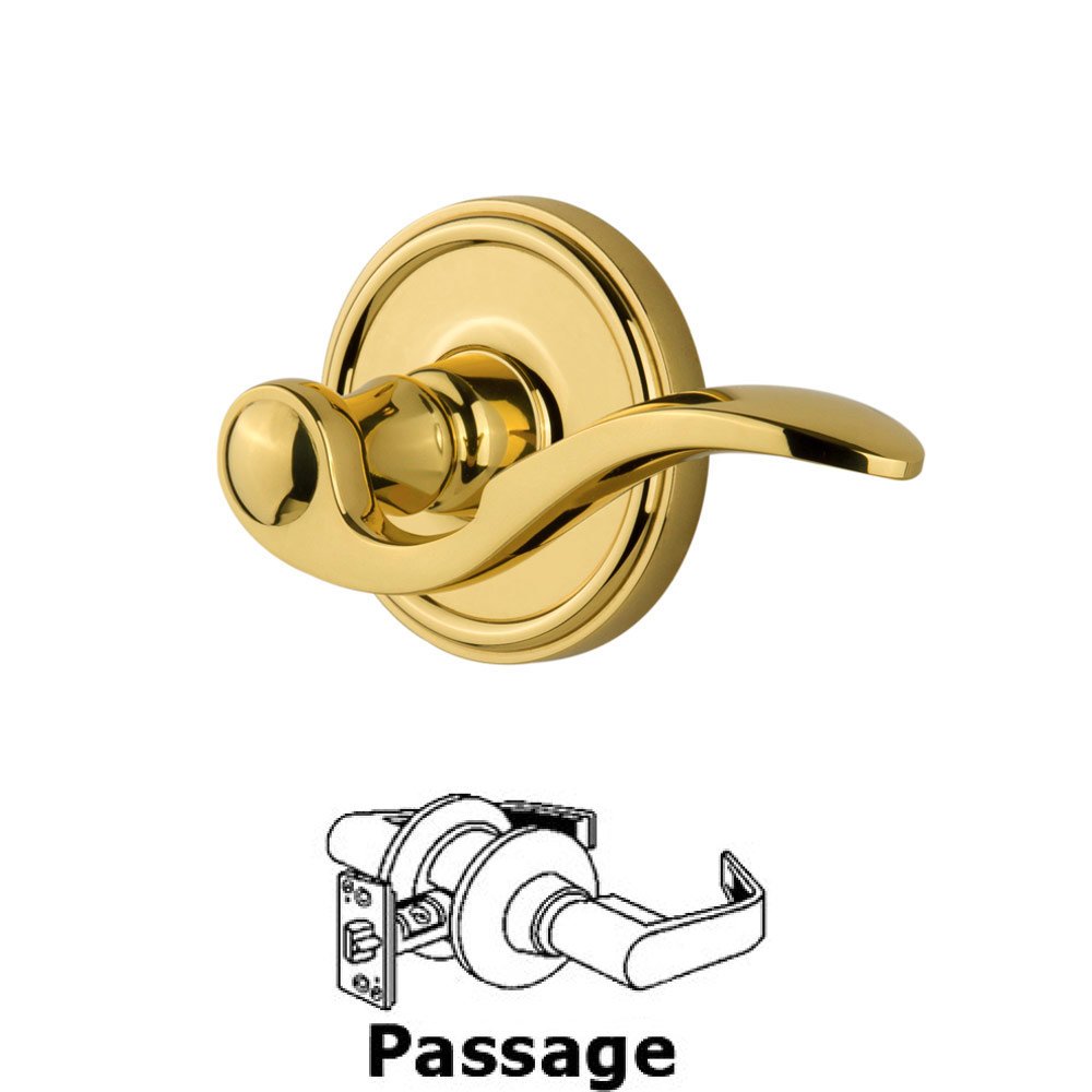 Grandeur Passage Georgetown Rosette with Bellagio Right Handed Lever in Lifetime Brass