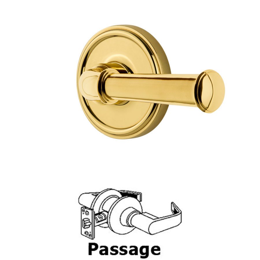 Grandeur Passage Georgetown Rosette with Georgetown Right Handed Lever in Lifetime Brass