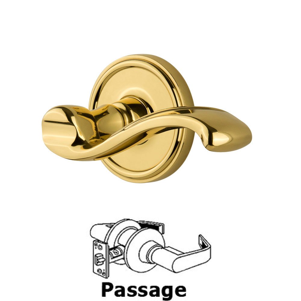 Grandeur Passage Georgetown Rosette with Portofino Right Handed Lever in Lifetime Brass