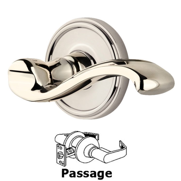 Grandeur Passage Georgetown Rosette with Portofino Right Handed Lever in Polished Nickel