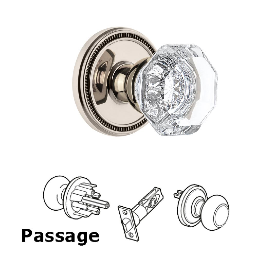 Grandeur Soleil Rosette Passage with Chambord Crystal Knob in Polished Nickel