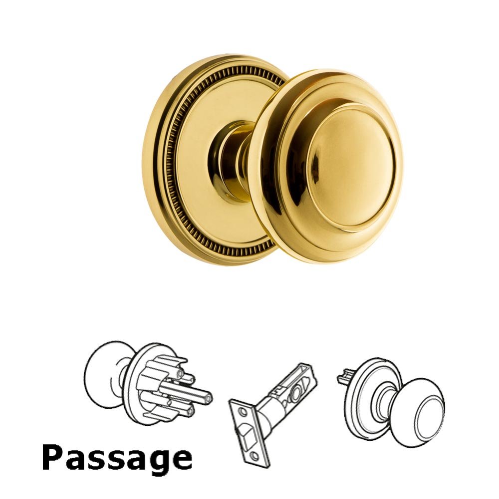 Grandeur Soleil Rosette Passage with Circulaire Knob in Polished Brass