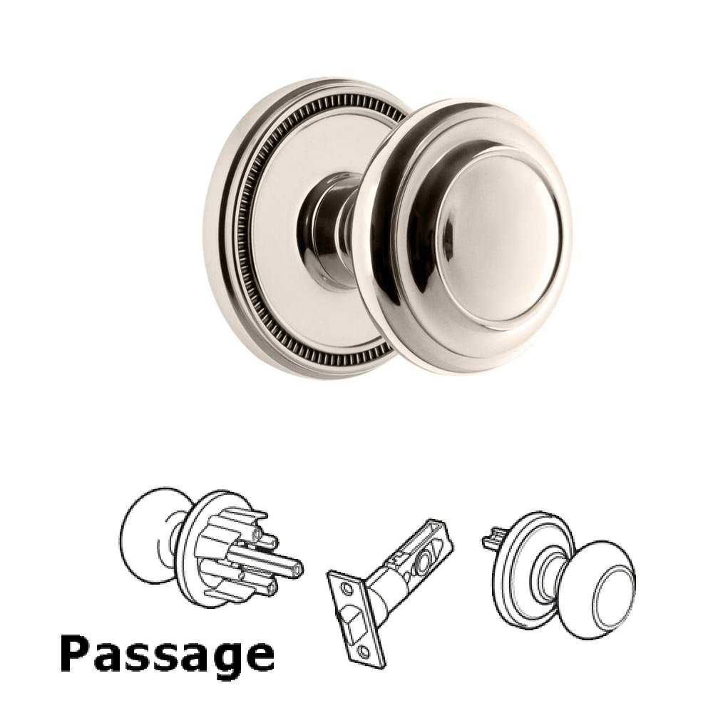 Grandeur Soleil Rosette Passage with Circulaire Knob in Polished Nickel