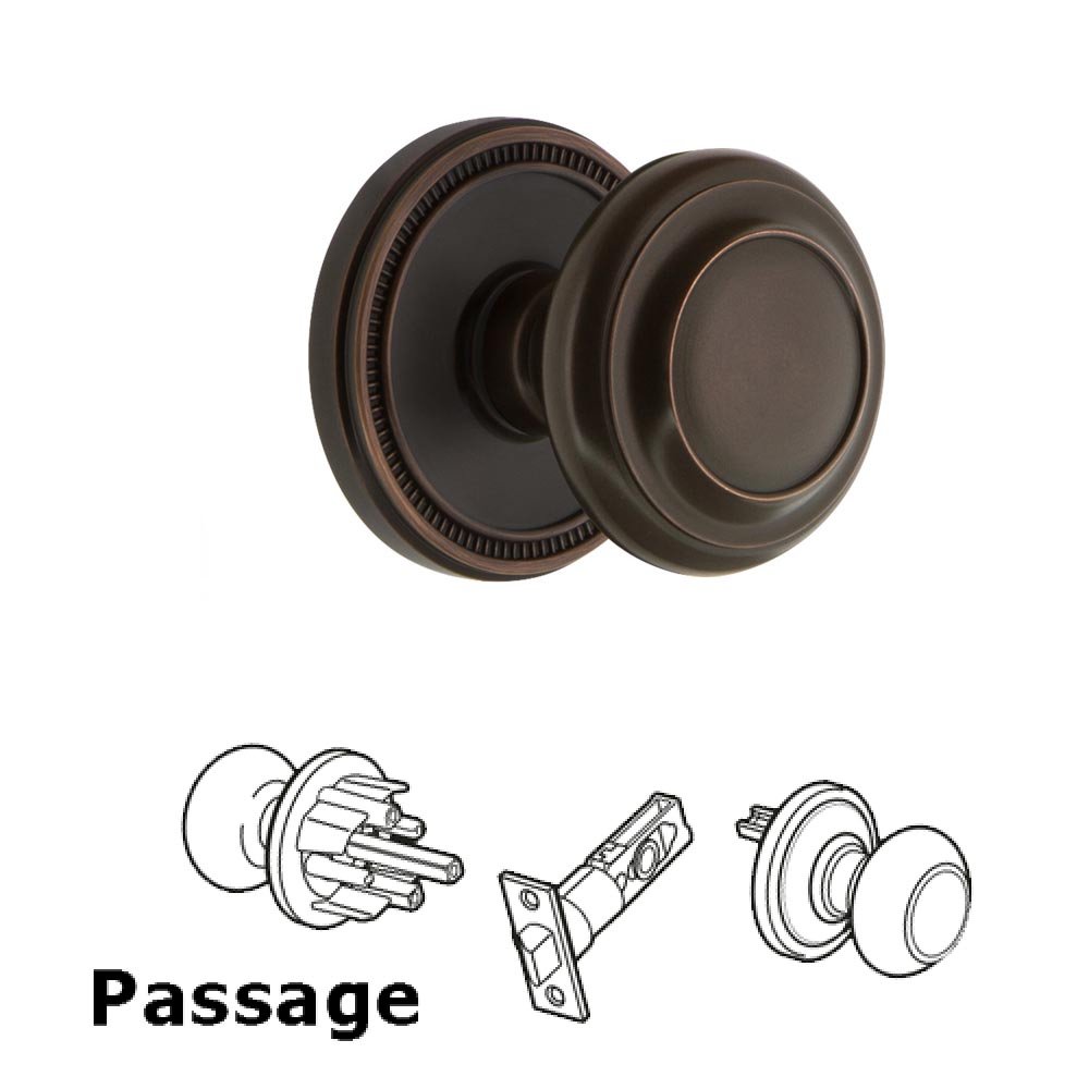 Grandeur Soleil Rosette Passage with Circulaire Knob in Timeless Bronze