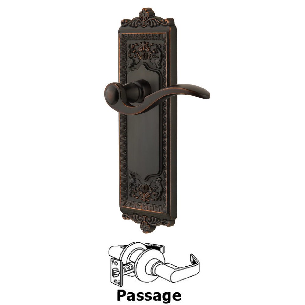 Grandeur Passage Windsor Plate with Left Handed Bellagio Lever in Timeless Bronze