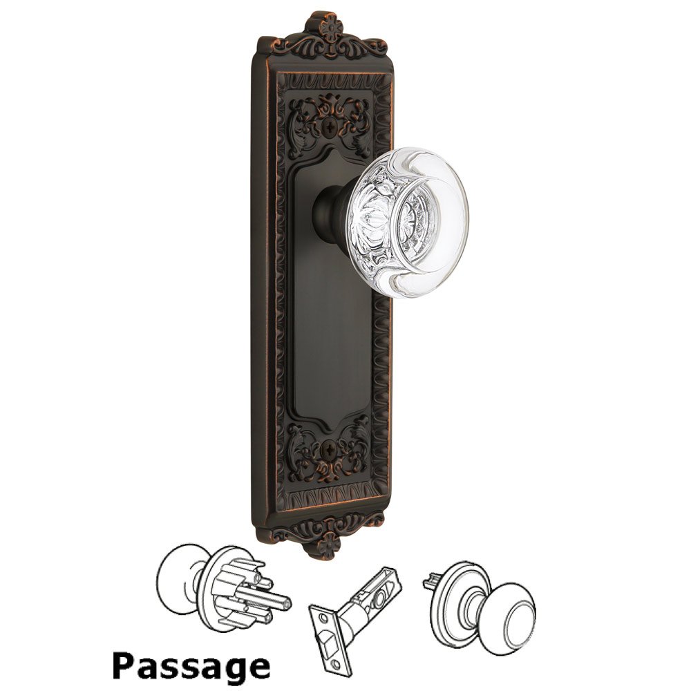 Grandeur Windsor Plate Passage with Bordeaux Knob in Timeless Bronze