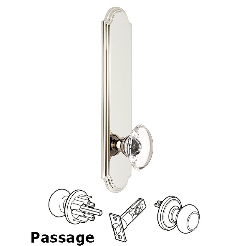 Grandeur Tall Plate Passage with Provence Knob in Polished Nickel